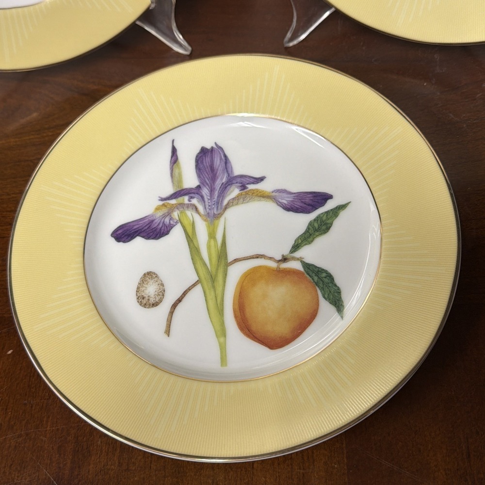 Fitz & Floyd Terri Beavers Sun Valley Set Of 3 Iris And Peach Tulip Plum Rose - Picture 4 of 8